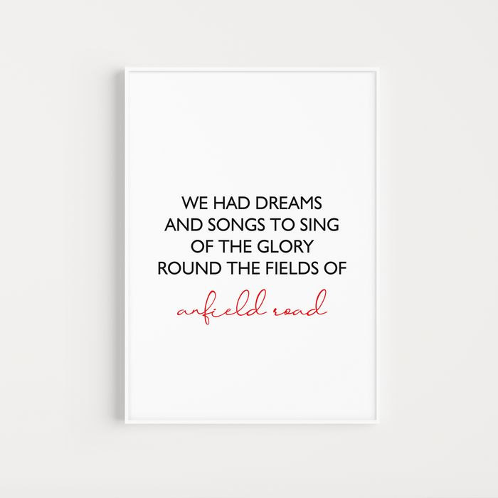 Liverpool "Fields Of Anfield Road" Chant Poster