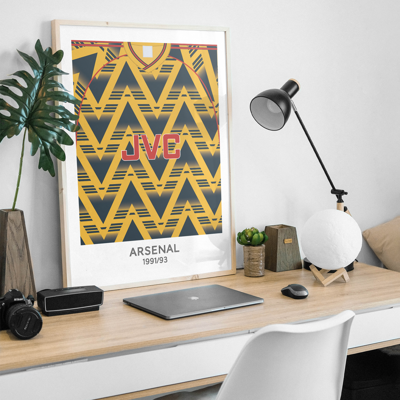 arsenal 1992 away retro kit poster print