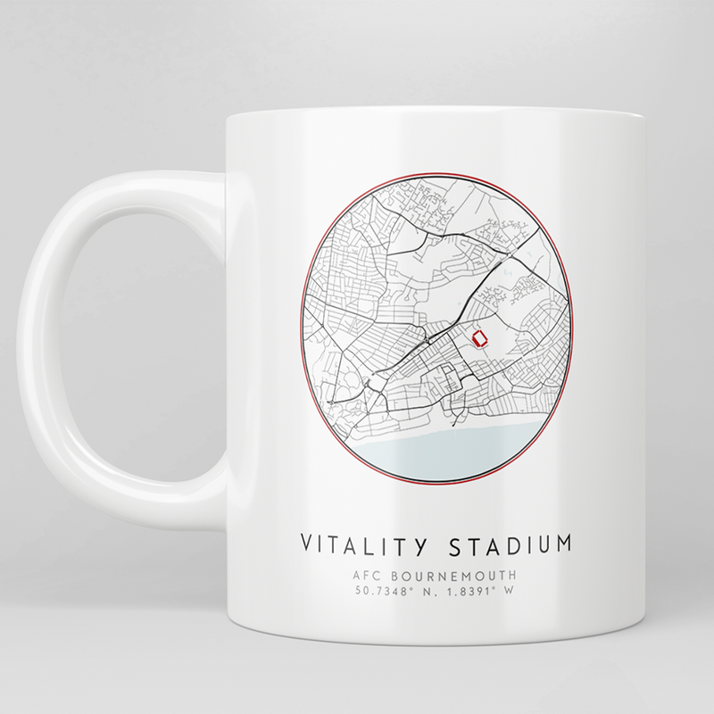 vitality stadium map mug bournemouth gift