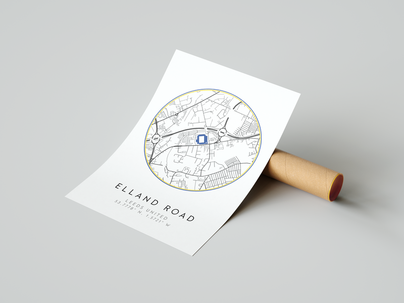Leeds United - Elland Road Stadium Map Poster