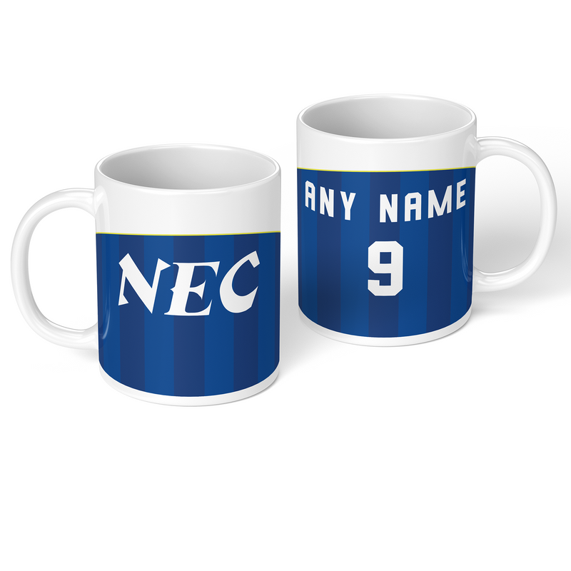 personalised everton 1985 personalised kit ceramic mug name number