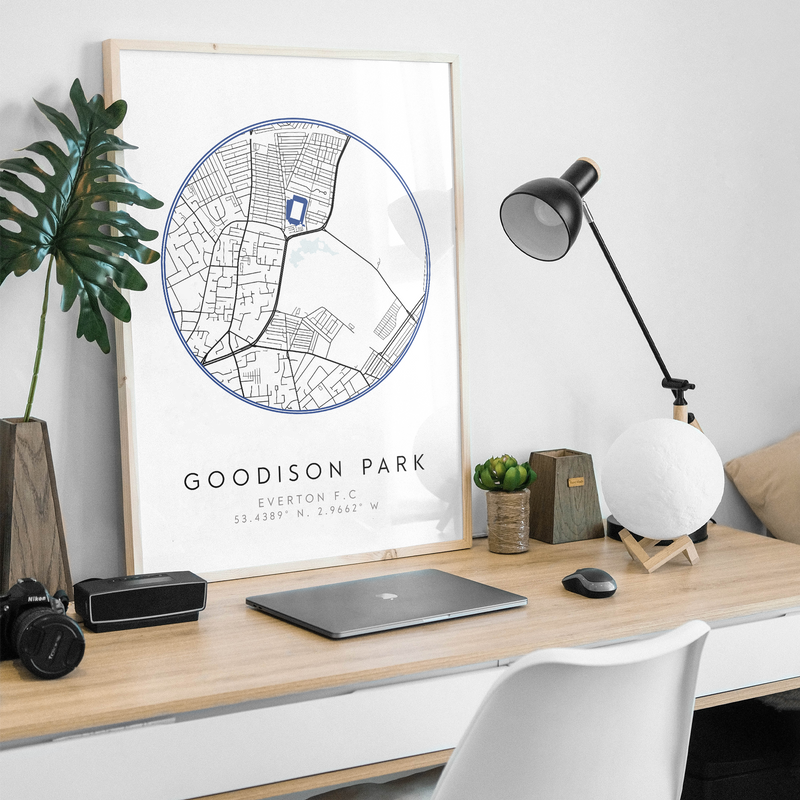 everton goodison park stadium map poster