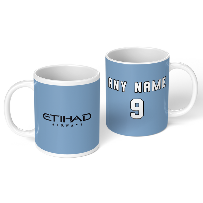 personalised man city 2011 personalised kit ceramic mug name number