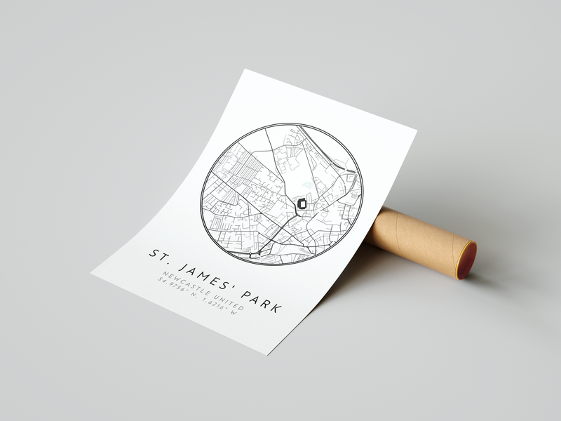 Newcastle United - St James' Park Stadium Map Poster