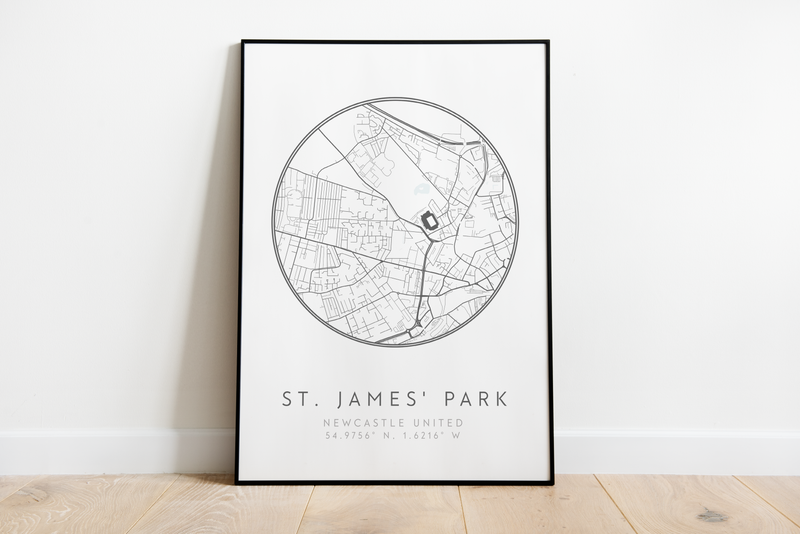 Newcastle United - St James' Park Stadium Map Poster