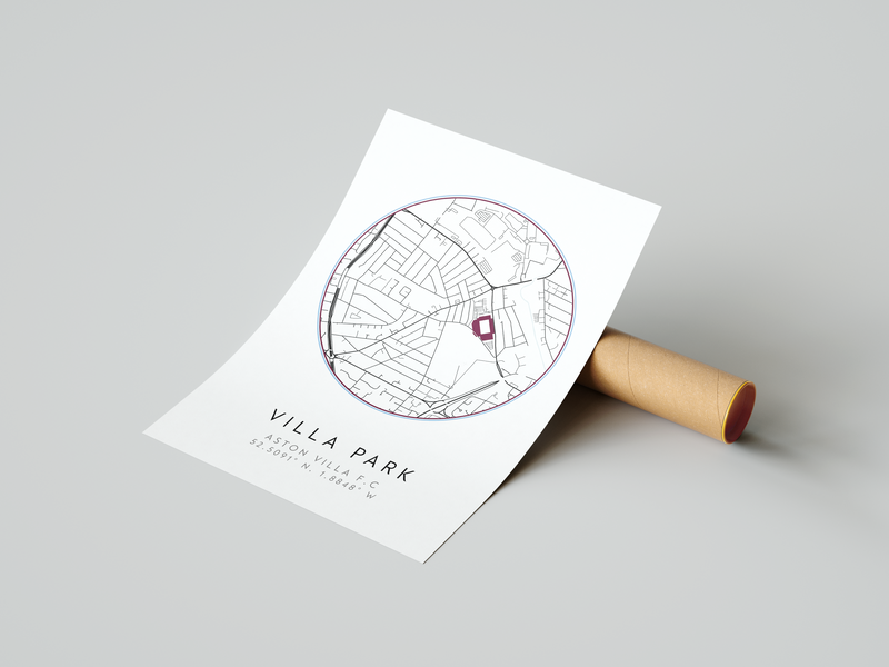 Aston Villa - Villa Park Stadium Map Poster