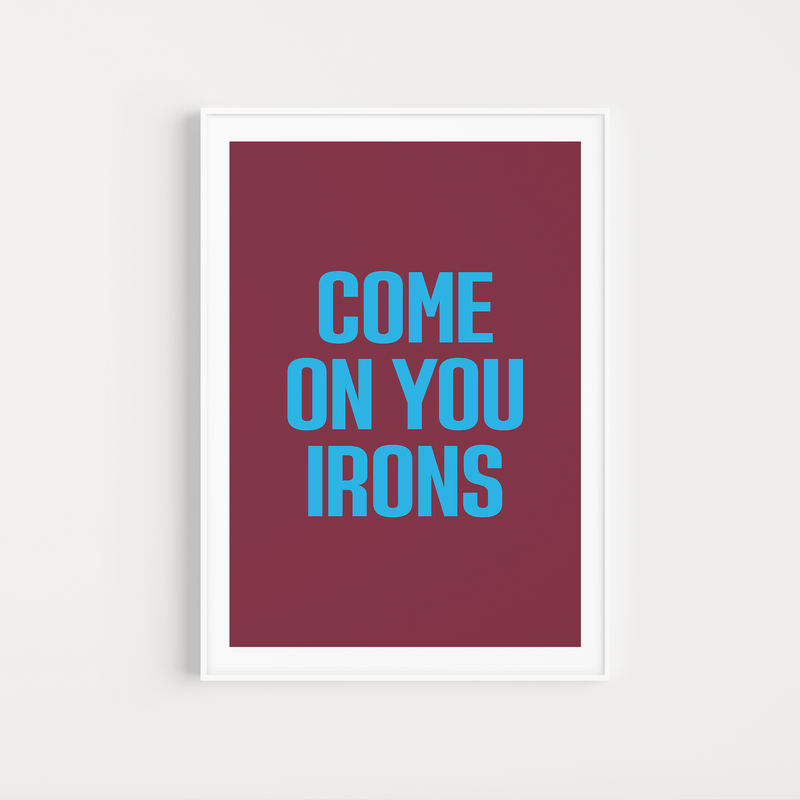 west ham "come on you irons" lyrics poster