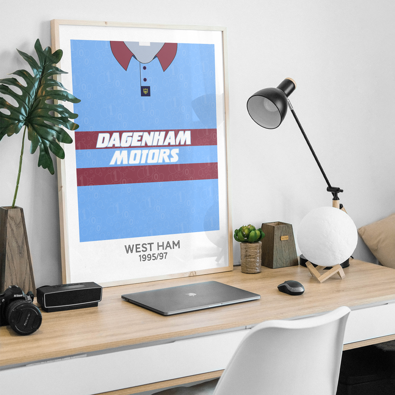 west ham 1995 away retro kit poster print