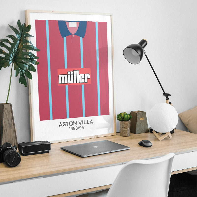 aston villa 1994 home retro kit poster print