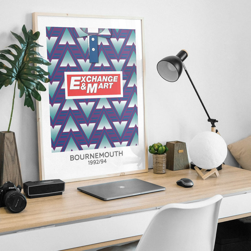 bournemouth 1992 away retro kit poster print