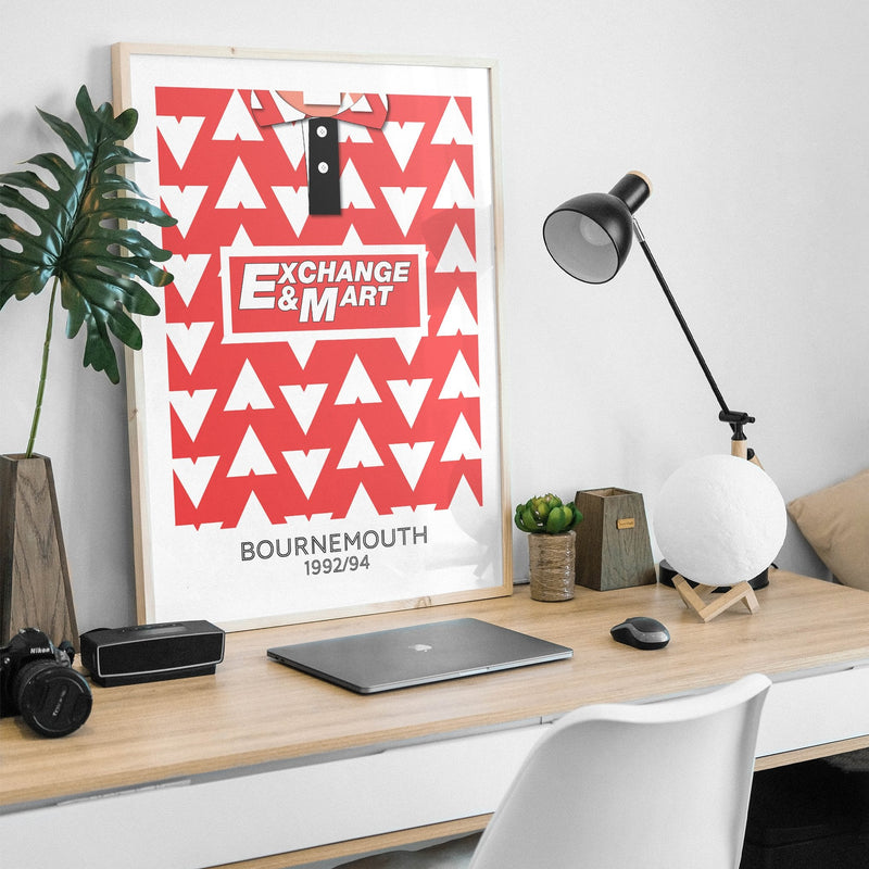 bournemouth 1992 home retro kit poster print