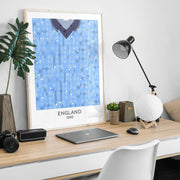 england 1990 retro kit poster print