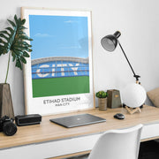 manchester city etihad stadium poster