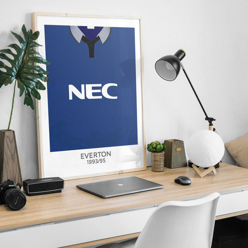 everton 1994 home retro kit poster print