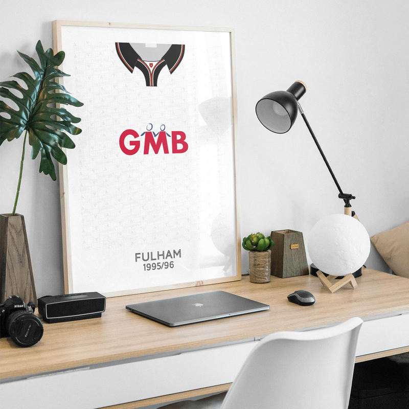 fulham 1994 home retro kit poster print