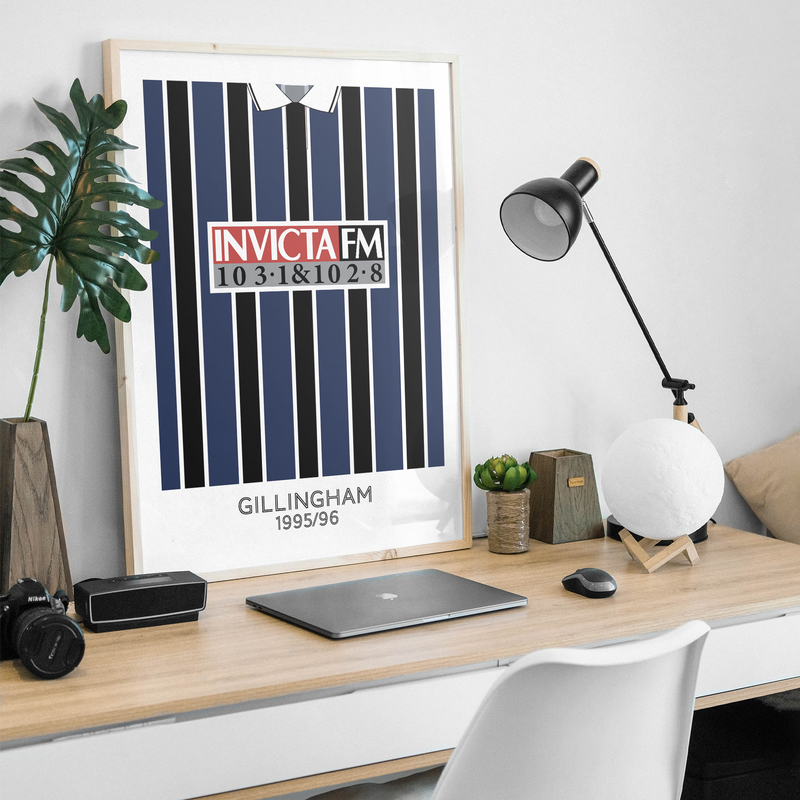 gillingham 1995 retro kit poster print