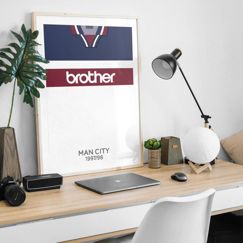 man city 1997 away retro kit poster print