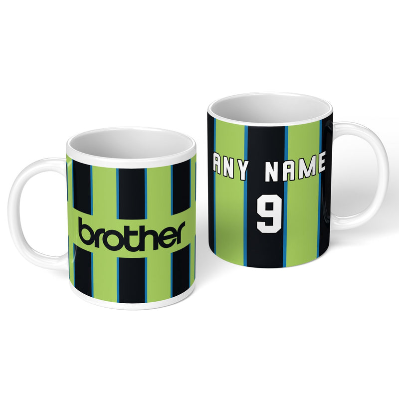 personalised man city 1999 personalised kit ceramic mug name number