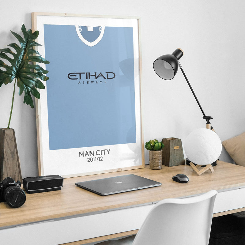 man city 2011 home retro kit poster print