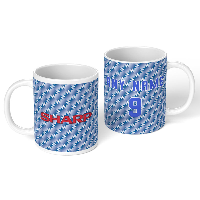 personalised manchester united 1990 personalised kit ceramic mug name number