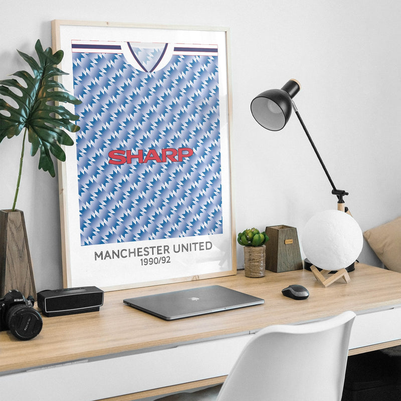 manchester united 1990 away retro kit poster print