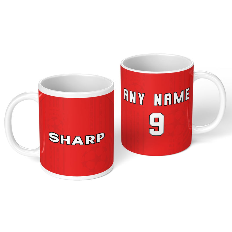personalised manchester united 1999 personalised kit ceramic mug name number