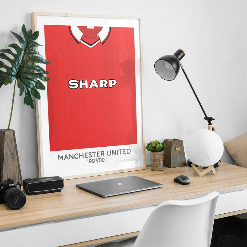 manchester united 1999 retro kit poster print