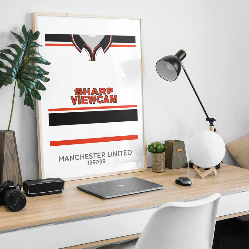 manchester united 1998 away retro kit poster print