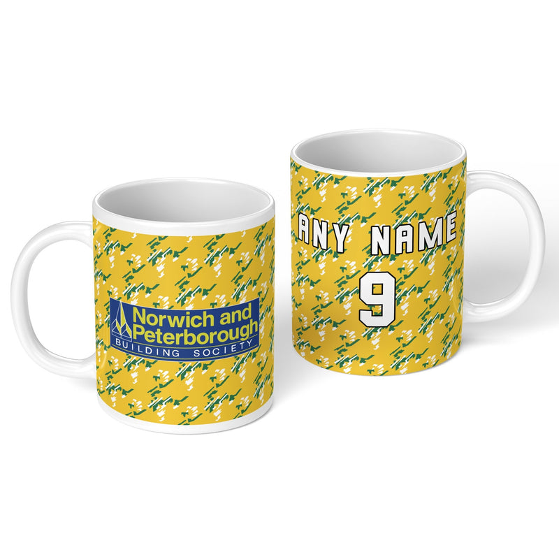 personalised norwich city 1992 personalised kit ceramic mug name number
