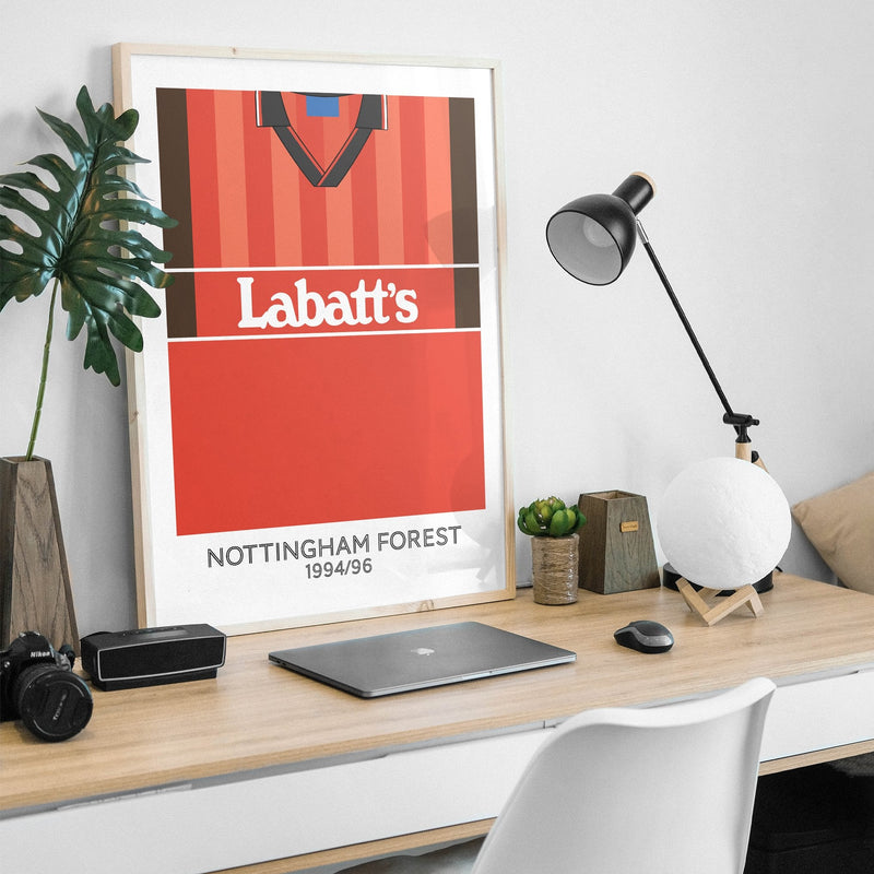 nottingham forest 1994 home retro kit poster print