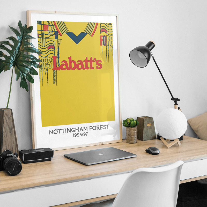 nottingham forest 1995 away retro kit poster print