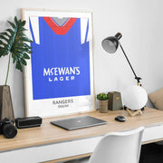 rangers 1992 retro kit poster print