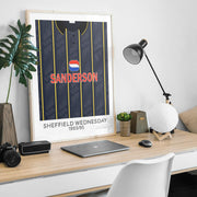 sheffield wednesday 1993 away retro kit poster print