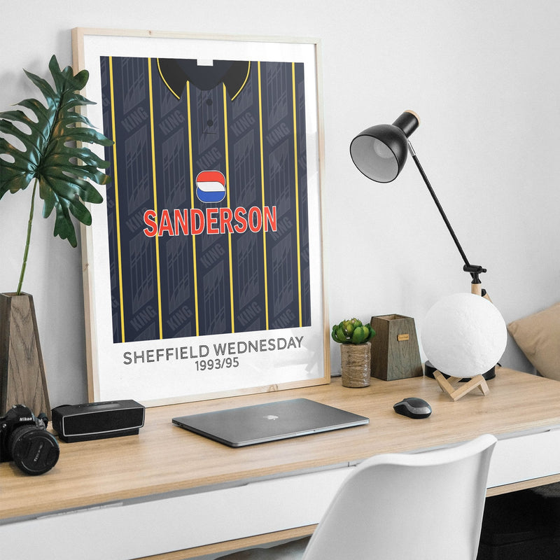 sheffield wednesday 1993 away retro kit poster print