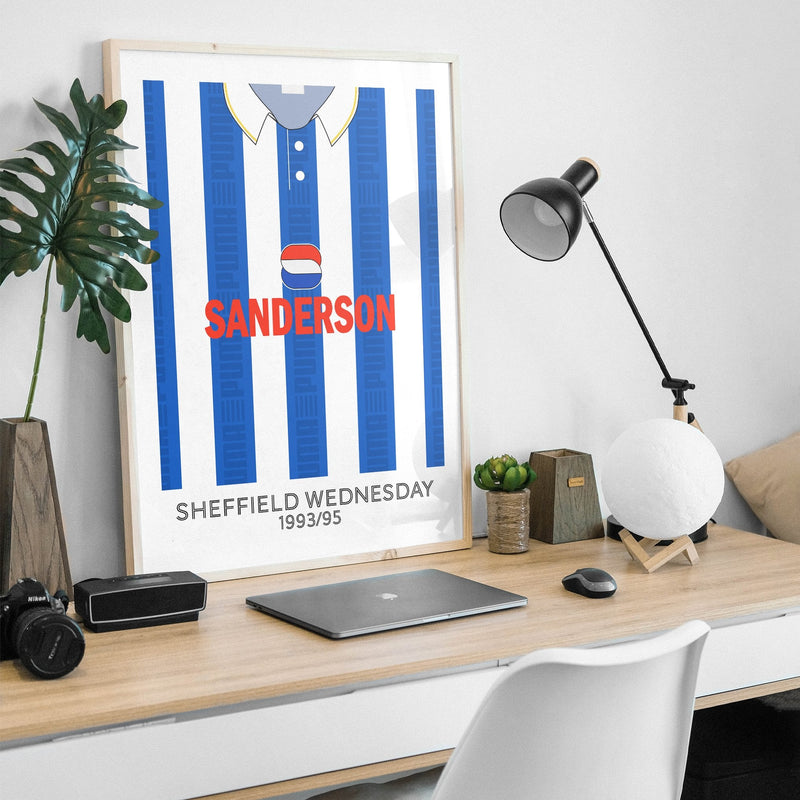sheffield wednesday 1993 home retro kit poster print