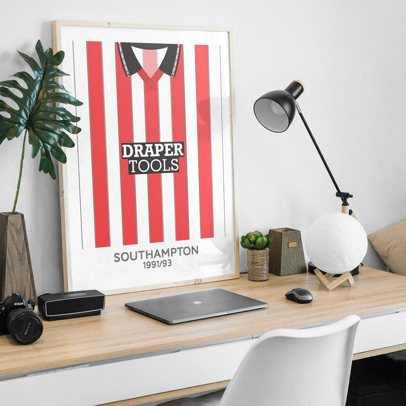 southampton 1992 home retro kit poster print