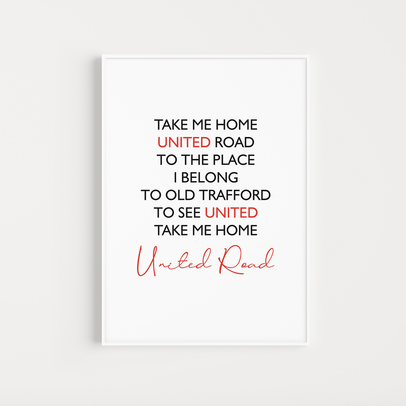 manchester united man united "united road" lyrics poster