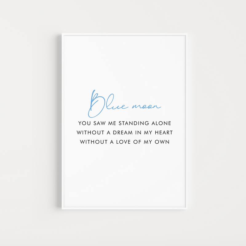 man city man city "blue moon" lyrics poster