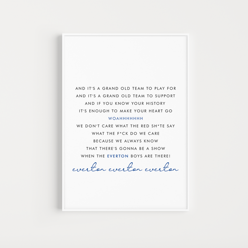 everton "grand old team" lyrics poster